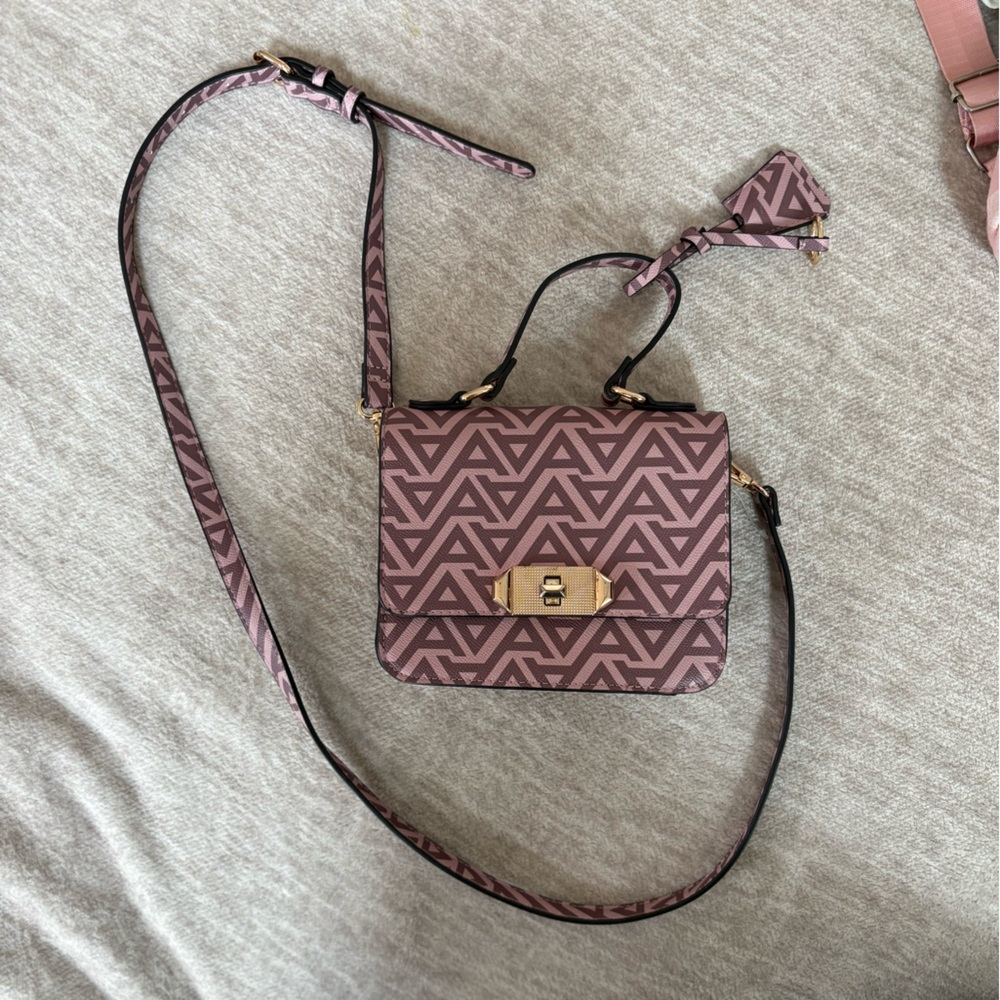 Aldo Purple Geometric Crossbody with Gold Hardware
